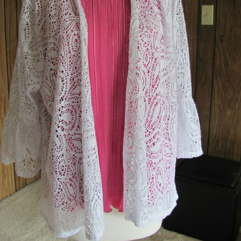SOUTHERN LADY 2 PIECE SHIRT & LACE KIMONO  BRAND NEW  HOT PINK TANK PAIRED WITH‎ - Picture 3 of 14